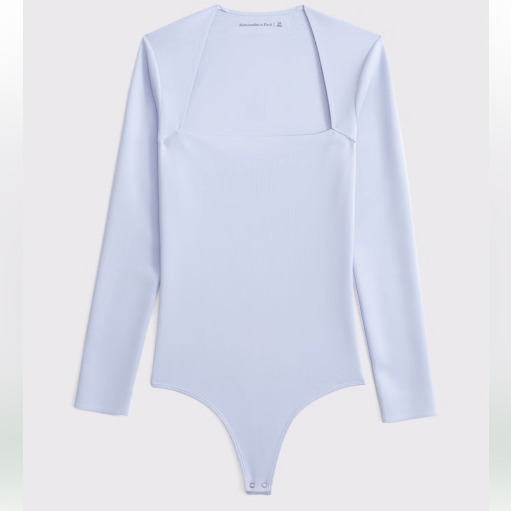 NWT Abercrombie & Fitch Ava Long-Sleeve Sculpt Matte Bodysuit M light Blue